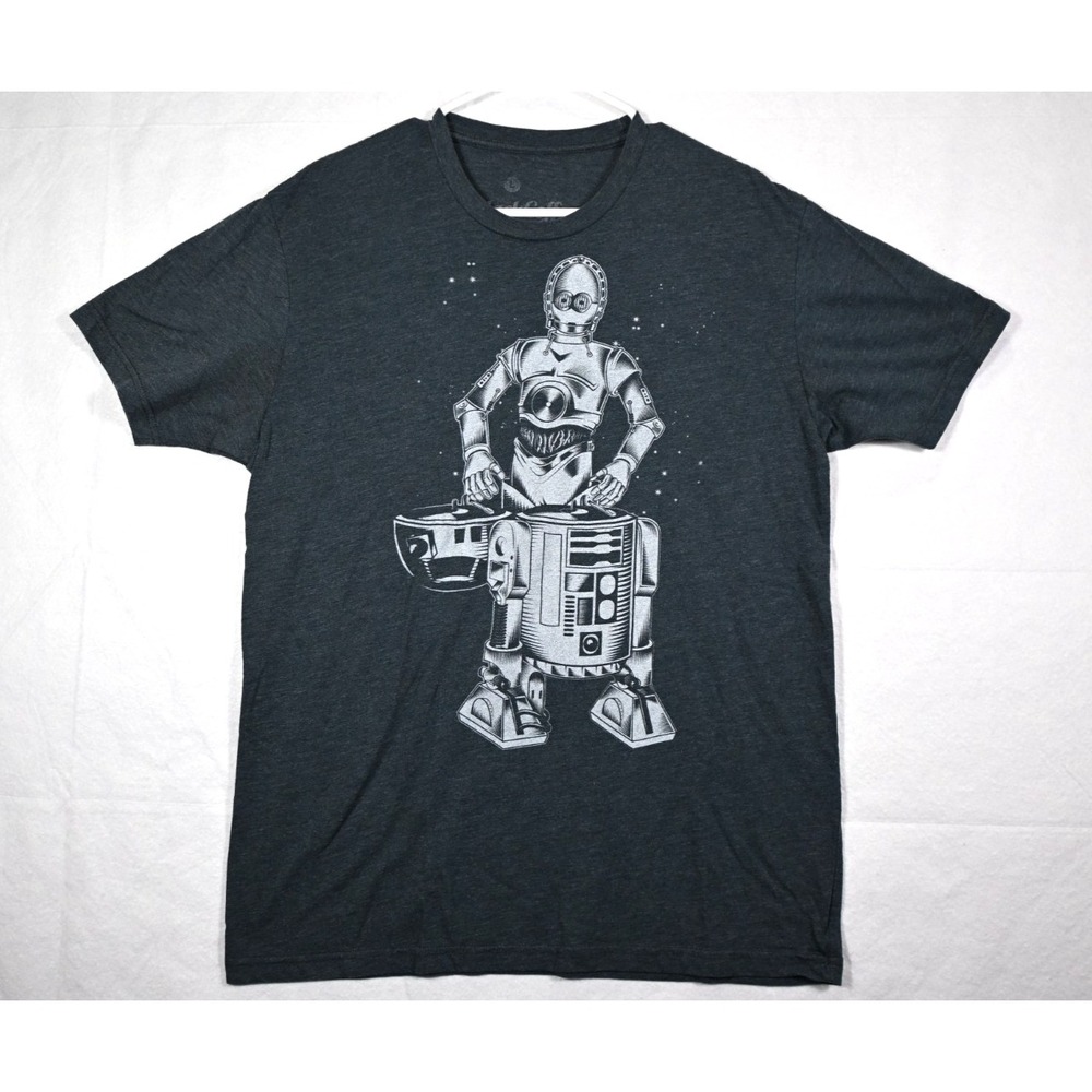 Star Wars C3PO R2D2 Mashup T Shirt Mens Large Black Coffee & Tees Graphic
